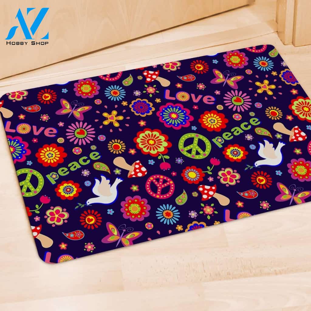 Hippie Floral Door Mat