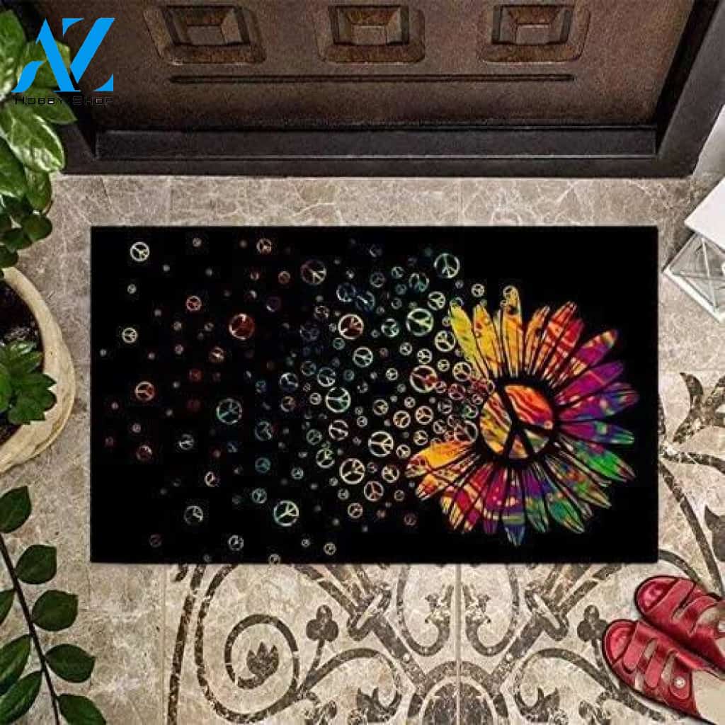 Hippie Flower Doormat Welcome Mat Housewarming Gift Home Decor Funny Doormat Gift Idea For Friend Gift For Family Birthday Gift