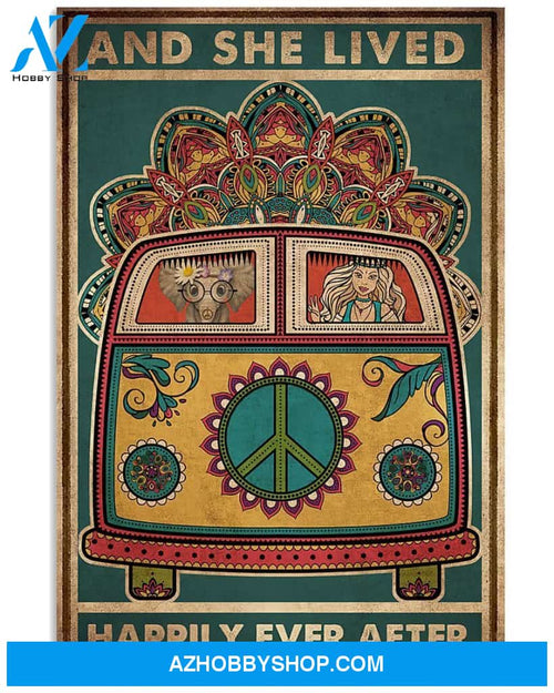Hippie Girl She Lived Happily Ever After Mandala Pattern Poster Canvas