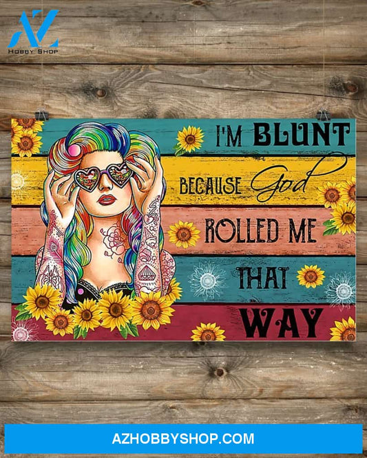 Hippie I'm Blunt Because God Rolled Me That Way Art Canvas, Wall Decor Visual Art
