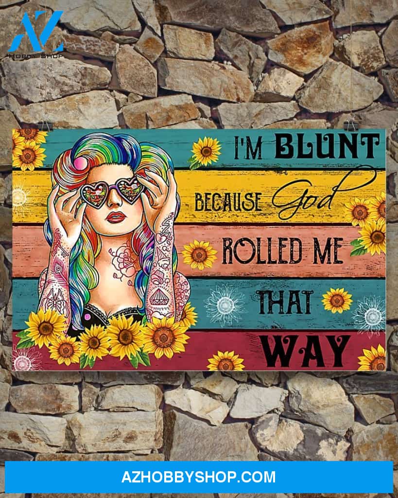 Hippie I'm Blunt Because God Rolled Me That Way Art Canvas, Wall Decor Visual Art