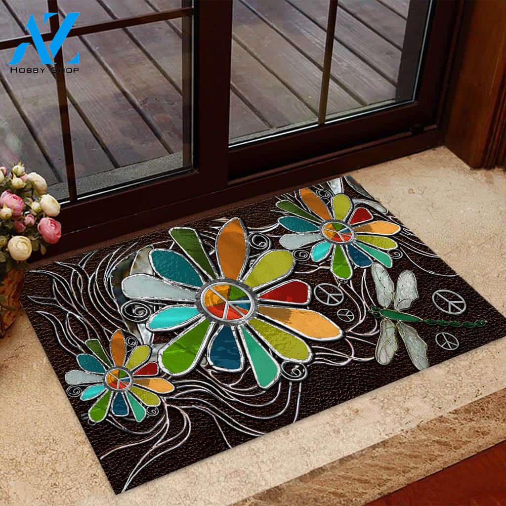 Hippie Leather Pattern Print Doormat