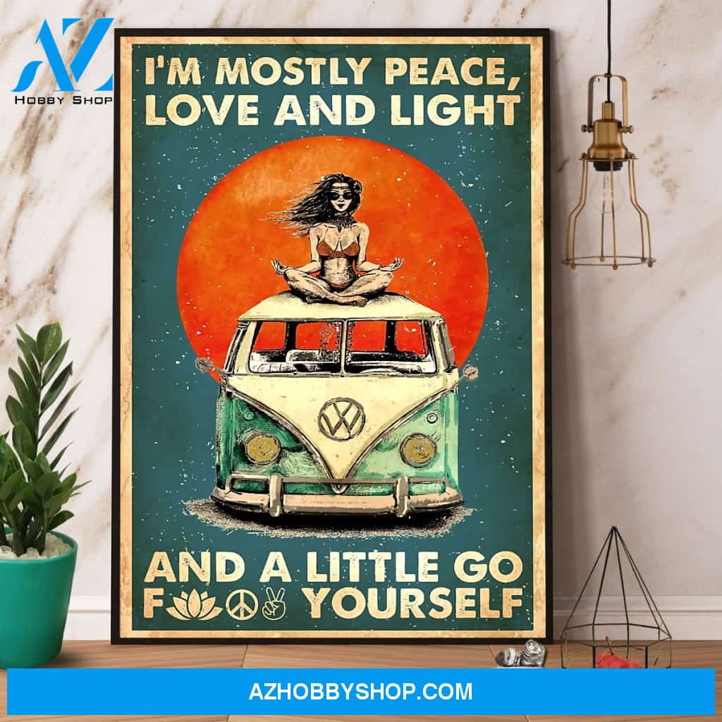 Hippie Peace Love And Light Canvas And Poster, Wall Decor Visual Art