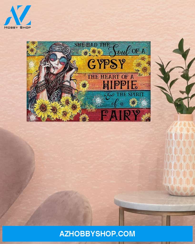 Hippie She Had The Spirit Of A Fairy Canvas Wall Art, Wall Decor Visual Art
