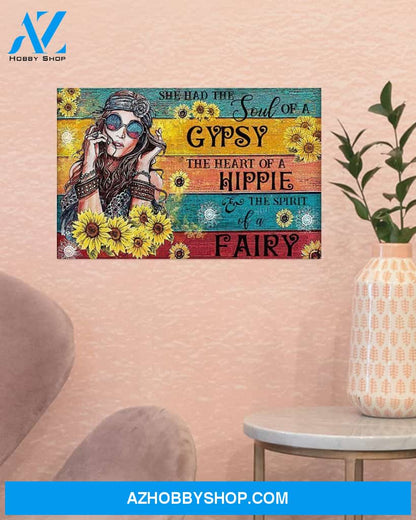 Hippie She Had The Spirit Of A Fairy Canvas Wall Art, Wall Decor Visual Art