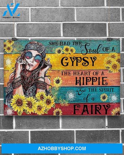 Hippie She Had The Spirit Of A Fairy Canvas Wall Art, Wall Decor Visual Art