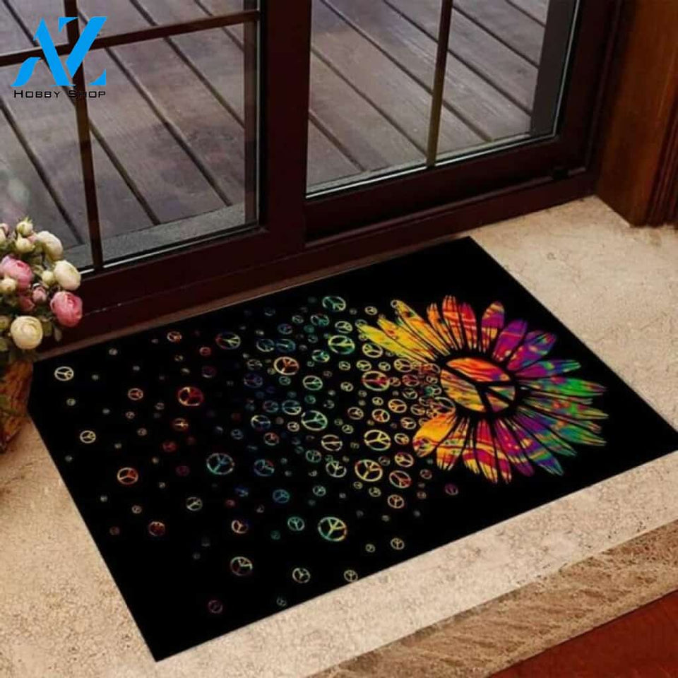 Hippie Soul Aesthetic Black Doormat | Welcome Mat | House Warming Gift