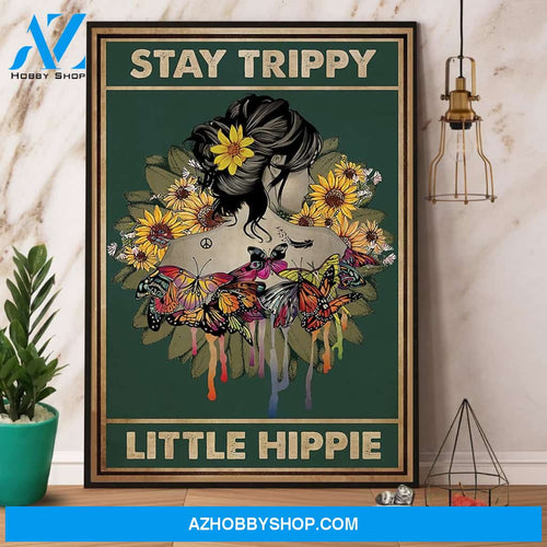 Hippie Stay Trippie Little Hippie Sunflower Butterfly Canvas And Poster, Wall Decor Visual Art