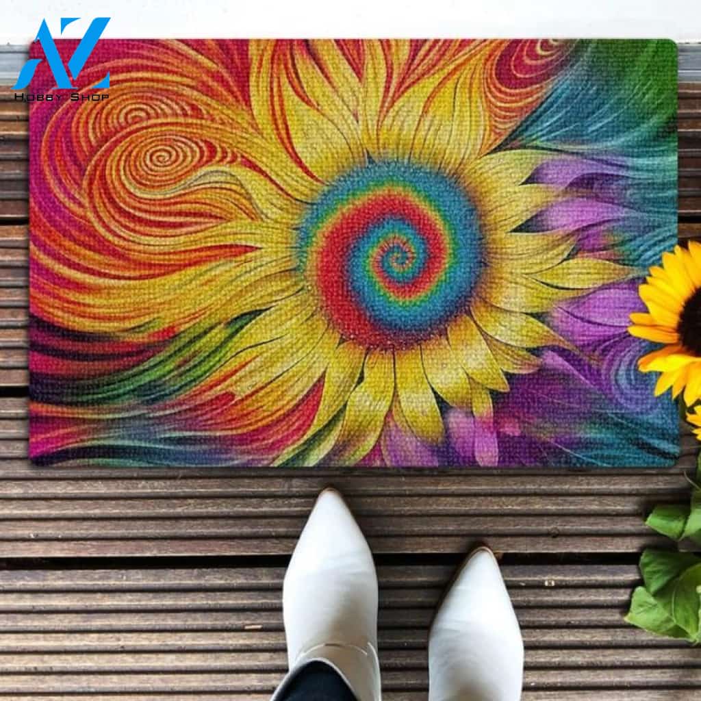Hippie sunflower Aesthetic Doormat | Welcome Mat | House Warming Gift