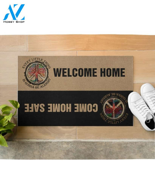 Hippie Welcome Home Come Home Safe Indoor And Outdoor Doormat Warm House Gift Welcome Mat Gift For Friend Family