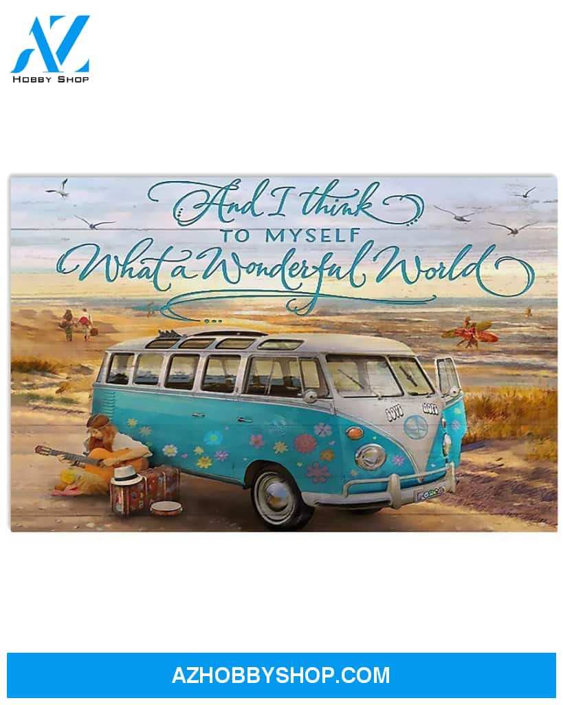 Hippie What's A Wonderful World Canvas Wall Art, Wall Decor Visual Art
