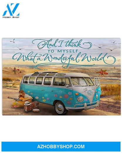 Hippie What's A Wonderful World Canvas Wall Art, Wall Decor Visual Art