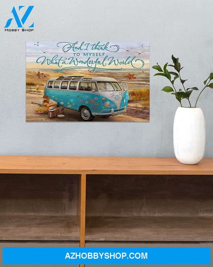 Hippie What's A Wonderful World Canvas Wall Art, Wall Decor Visual Art