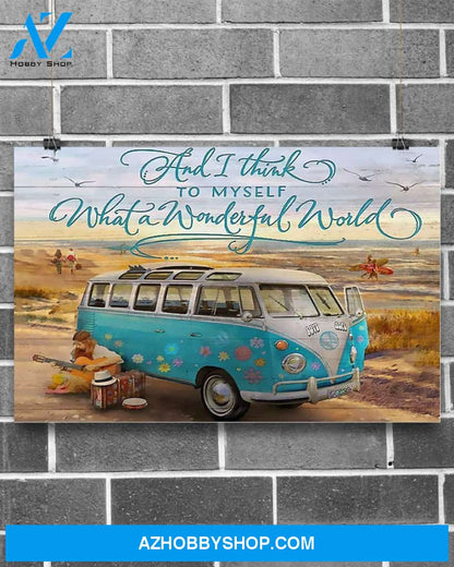 Hippie What's A Wonderful World Canvas Wall Art, Wall Decor Visual Art