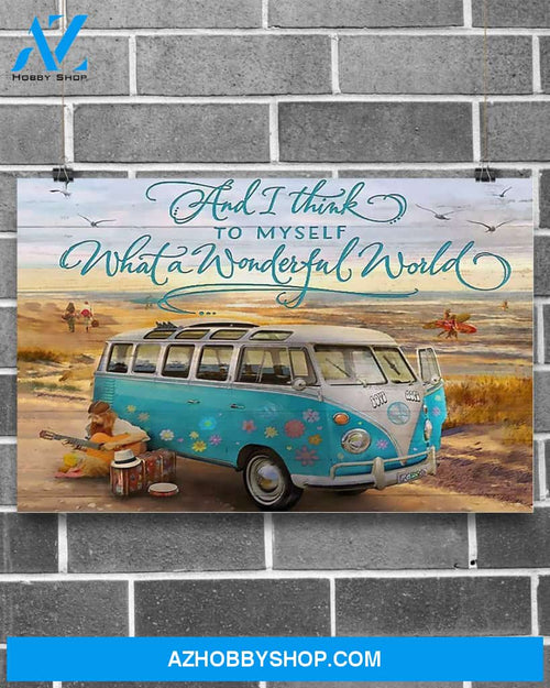 Hippie What's A Wonderful World Canvas Wall Art, Wall Decor Visual Art