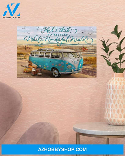 Hippie What's A Wonderful World Canvas Wall Art, Wall Decor Visual Art