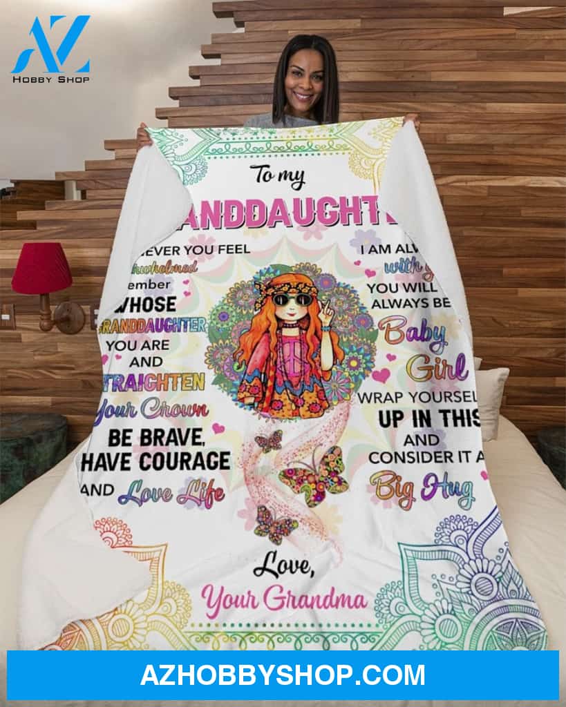Hippie Whenever You Feel - To Granddaughter Fleece Blanket - Gift For Granddaughter