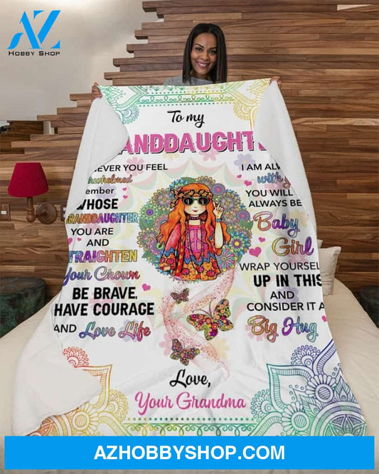 Hippie Whenever You Feel - To Granddaughter Fleece Blanket - Gift For Granddaughter