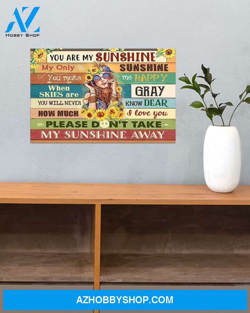 Hippie You Are My Sunshine Canvas Gift, Wall Decor Visual Art