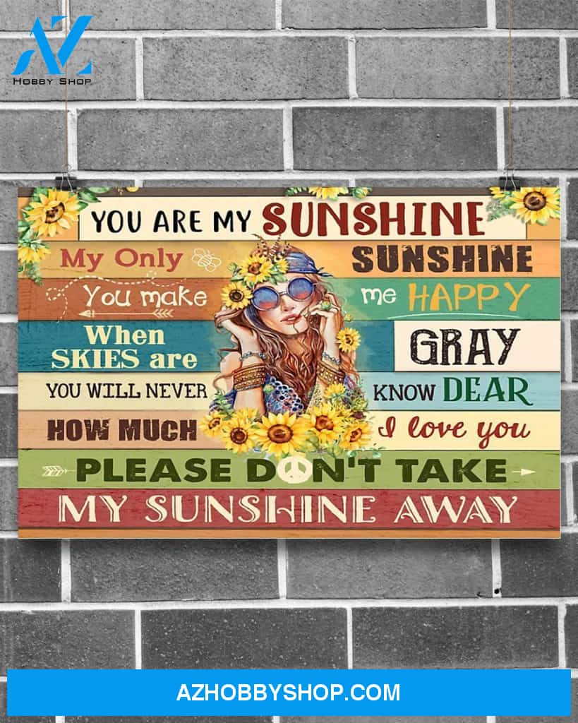 Hippie You Are My Sunshine Canvas Gift, Wall Decor Visual Art