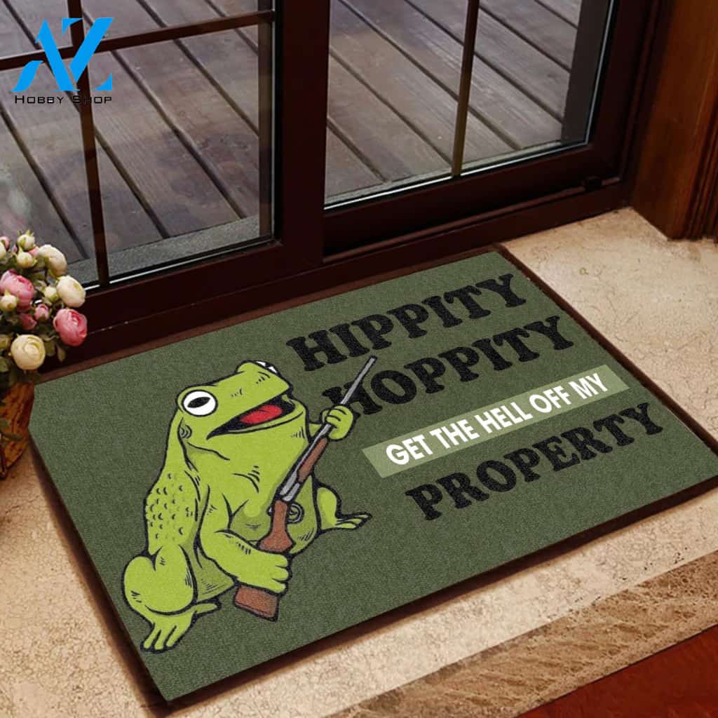 Hippity Hoppity Get The Hell Off My Property Funny Doormat | Welcome Mat | House Warming Gift