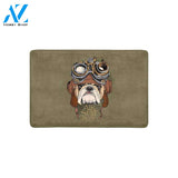 Hipster Bulldog in Steampunk Helmet Retro Animal Style Doormat Welcome Mat House Warming Gift Home Decor Gift for Dog Lovers Funny Doormat Gift Idea