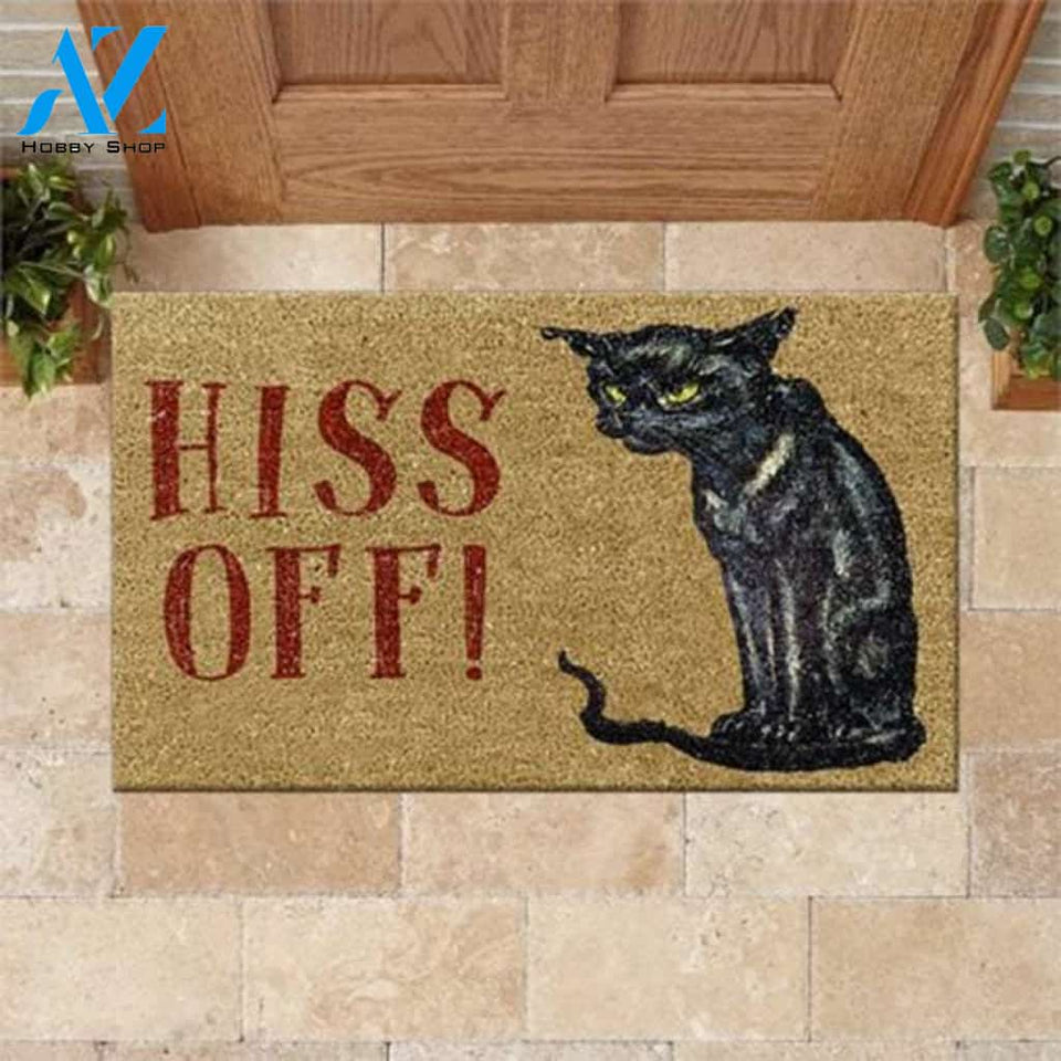 Hiss Off Cat Welcome Doormat Welcome Mat House Warming Gift Home Decor Gift for Cat Lovers Funny Doormat Gift Idea