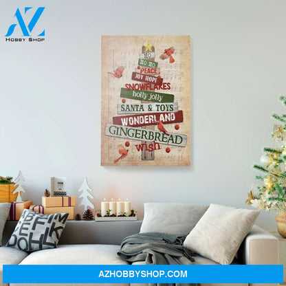 Ho Ho Ho Gingerbread Wish Cardinal Christmas Canvas Wall Art