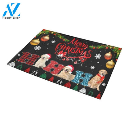 Ho Ho Ho Merry Christmas Golden Retriever Printed Doormat Home Decor