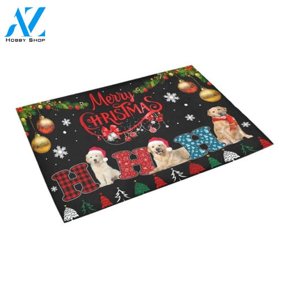 Ho Ho Ho Merry Christmas Golden Retriever Printed Doormat Home Decor