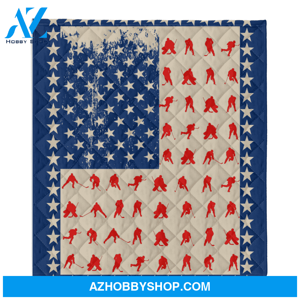 Hockey American Blanket, Gift For Hockey Lovers Birthday Gift Home Decor Bedding Couch Sofa Soft and Comfy Cozy