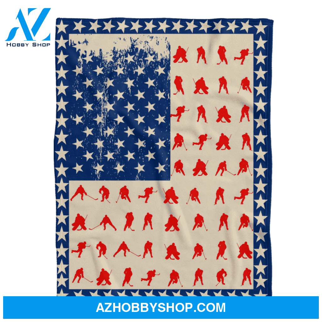 Hockey American Blanket, Gift For Hockey Lovers Birthday Gift Home Decor Bedding Couch Sofa Soft and Comfy Cozy