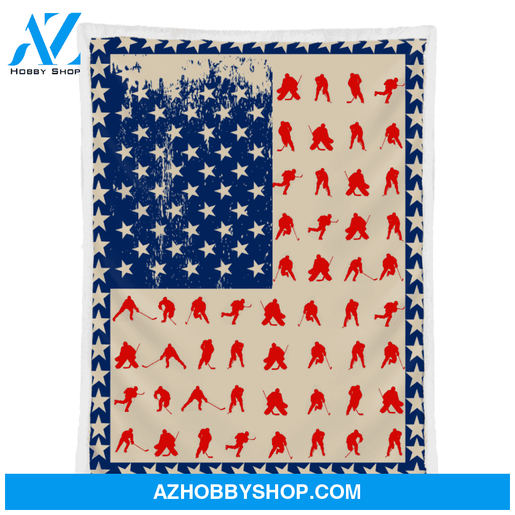Hockey American Blanket, Gift For Hockey Lovers Birthday Gift Home Decor Bedding Couch Sofa Soft and Comfy Cozy