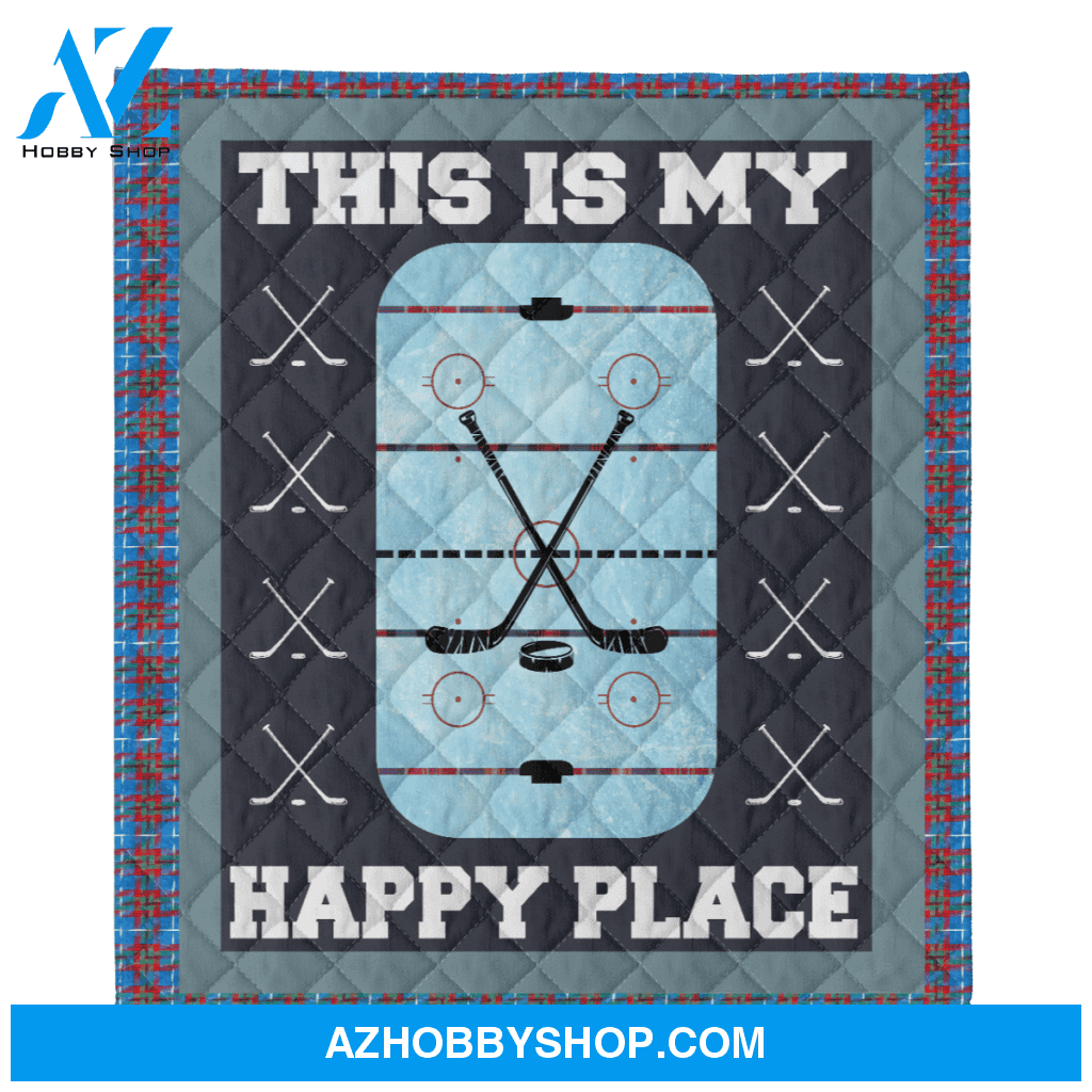Hockey Blanket, This Is My Happy Place Hockey Blanket Gift For Hockey Lovers