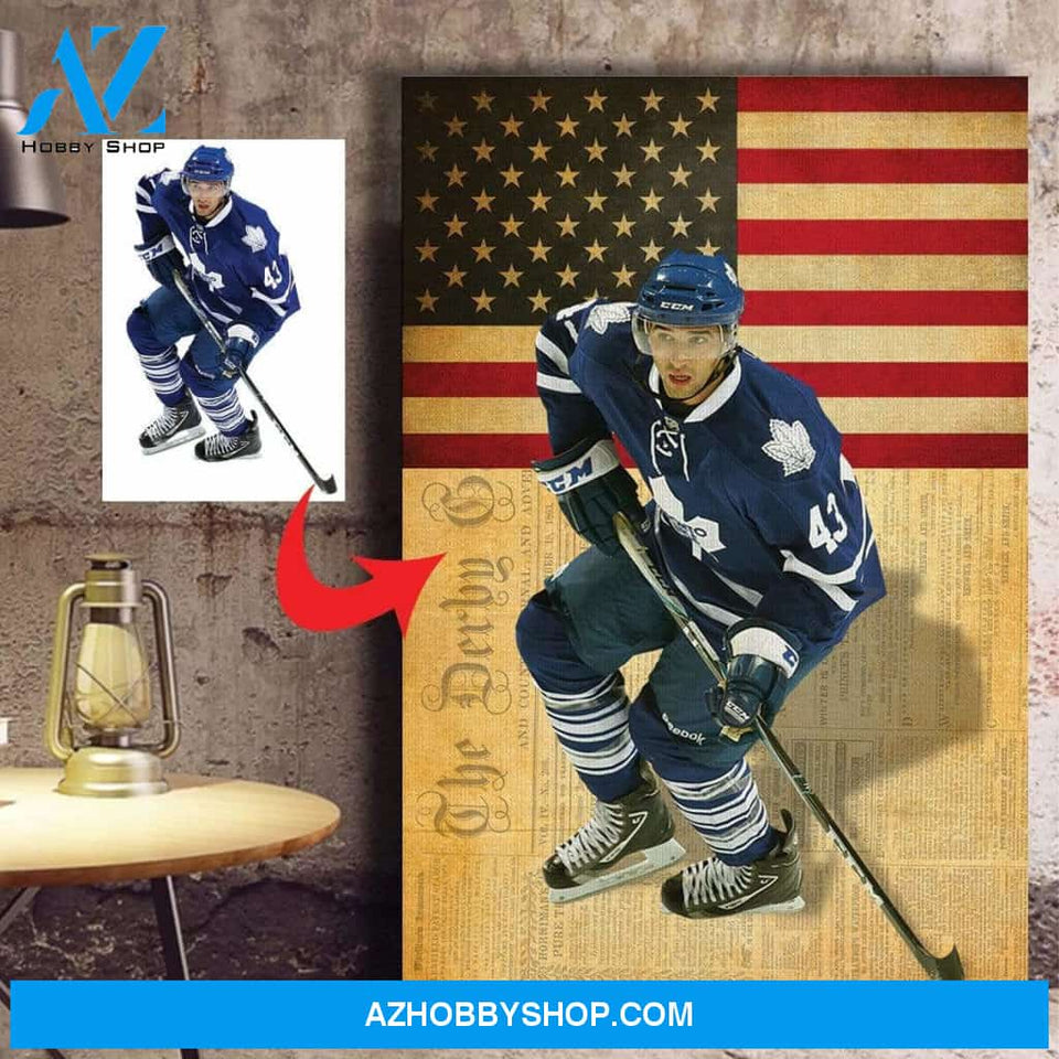 Hockey custom canvas prints with your photo - Flag