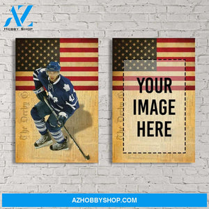Hockey custom canvas prints with your photo - Flag