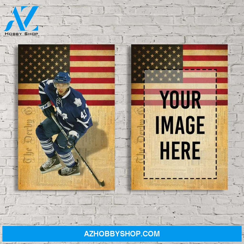 Hockey custom canvas prints with your photo - Flag