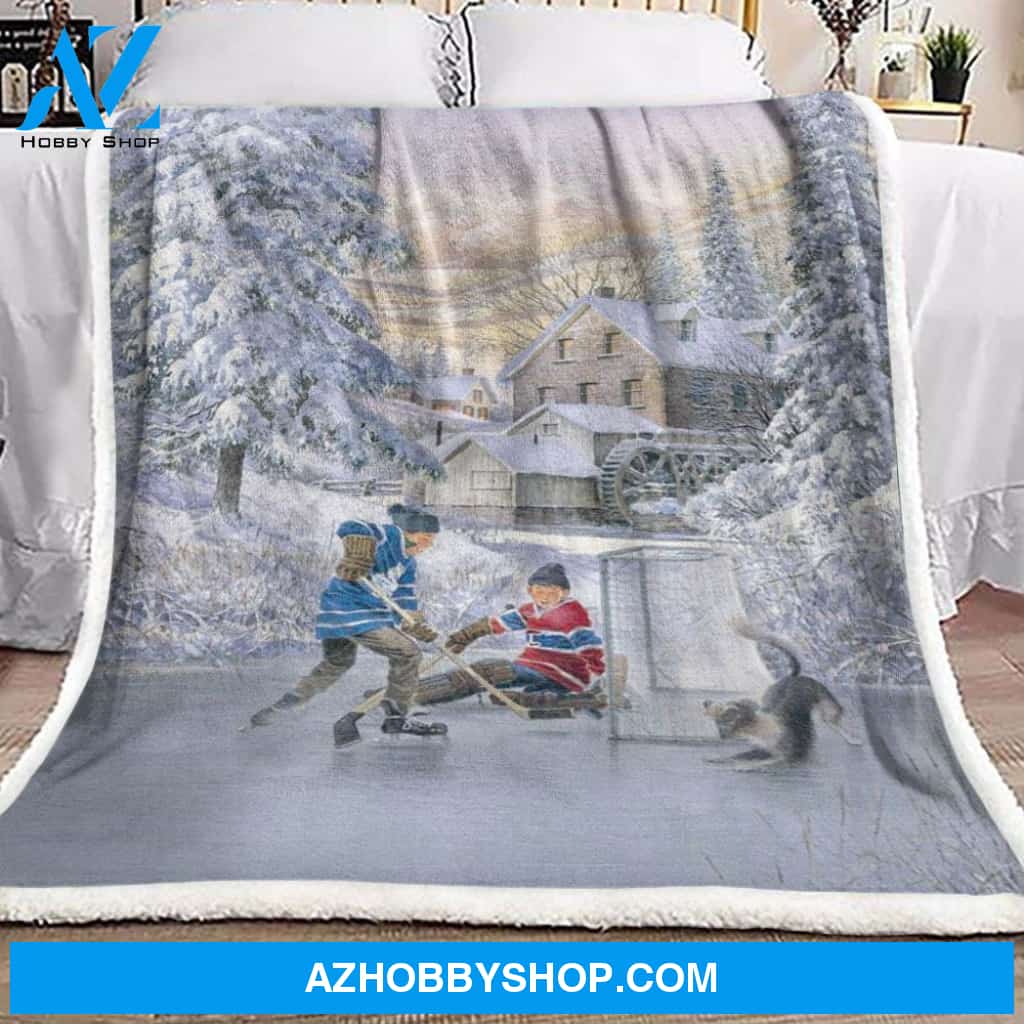 Hockey Fleece Blanket Home Decor Bedding Couch Sofa Soft and Comfy Cozy Gift For Winter Lover, Gift For Friend Family