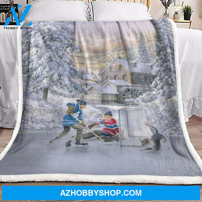 Hockey Fleece Blanket Home Decor Bedding Couch Sofa Soft and Comfy Cozy Gift For Winter Lover, Gift For Friend Family