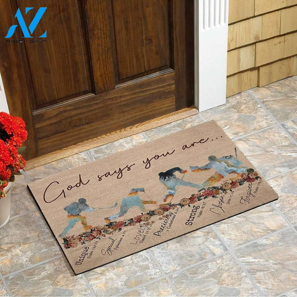 Hockey God Says You Are Doormat | Welcome Mat | House Warming Gift