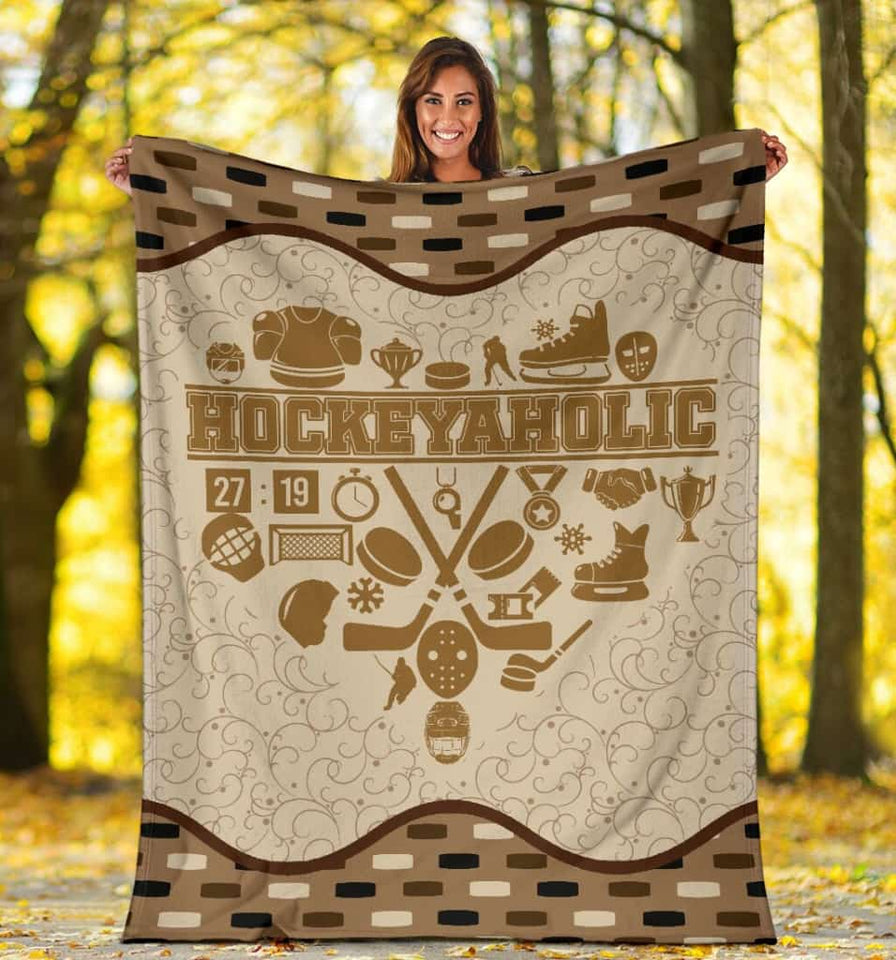 Hockey Heart Hockeyaholic Blanket Gift For Hockey lovers Birthday Gift Home Decor Bedding Couch Sofa Soft and Comfy Cozy