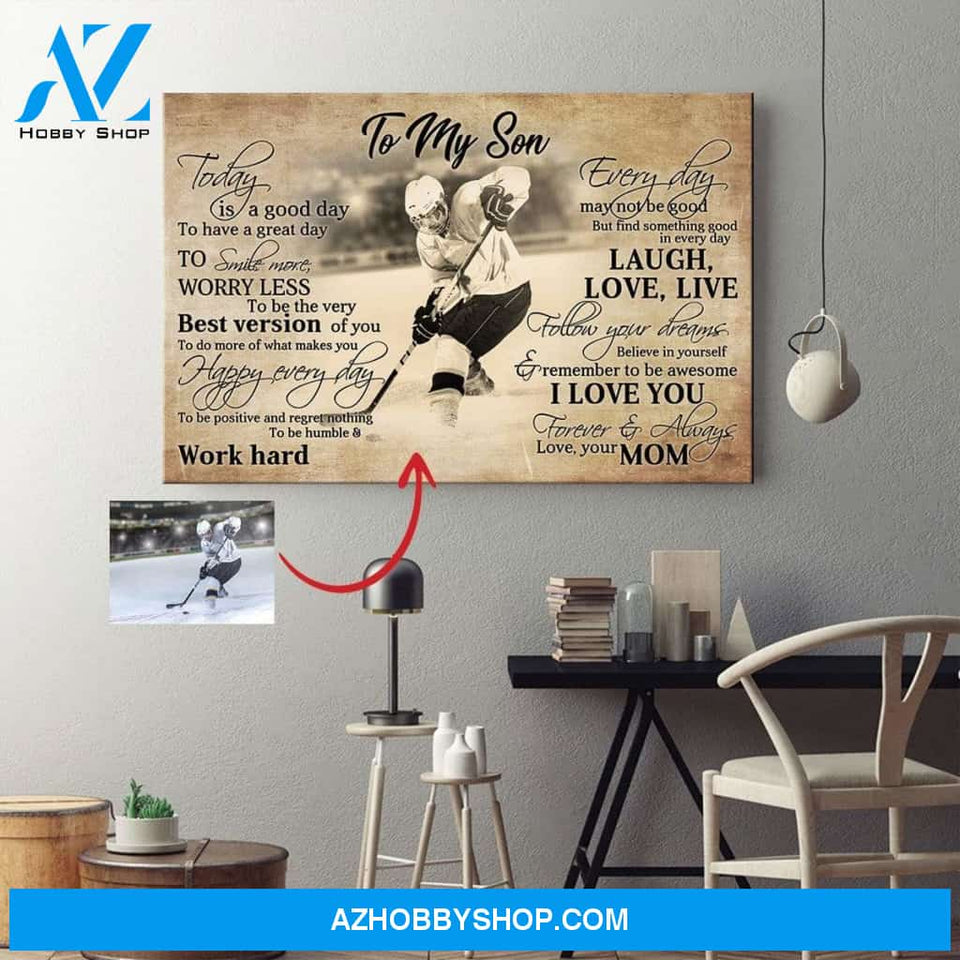 Hockey player Customized Canvas- To my son
