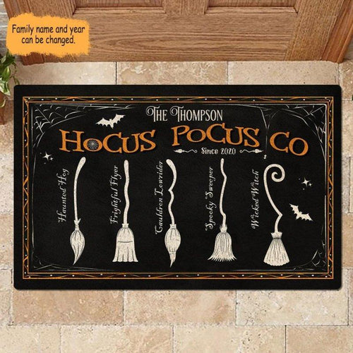 Hocus Pocus Co. Family Personalized Halloween Doormat