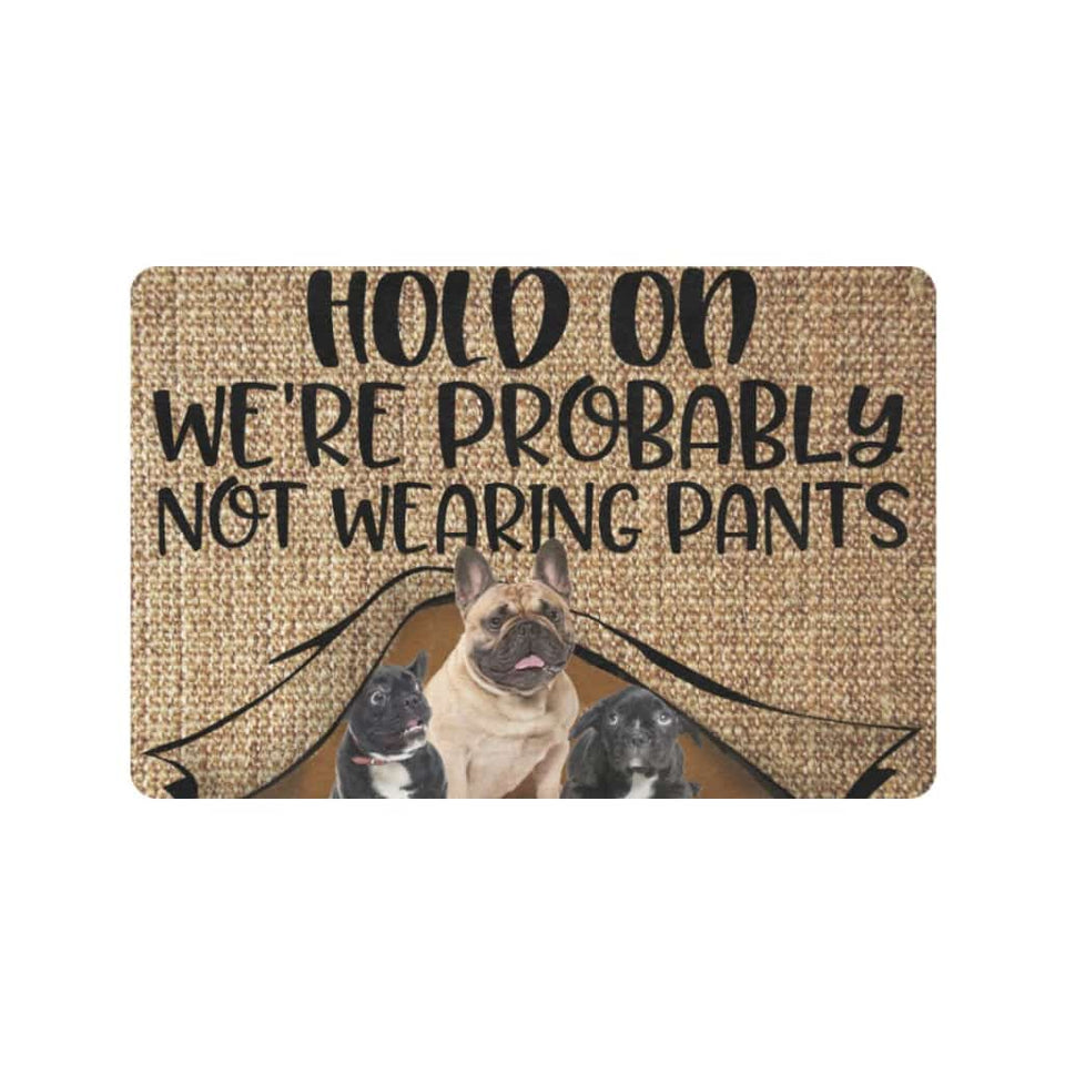 Hold On Not Wearing Pants French Bulldog Dogs Lover Doormat Welcome Mat