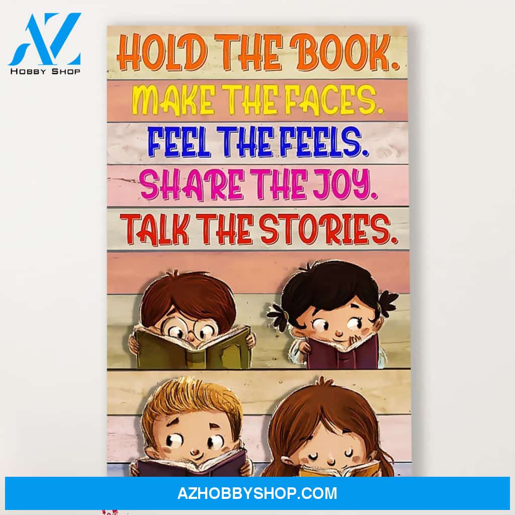 Teacher Classroom Canvas Hold The Book Make The Faces, Student Wall Art Back to School Gift for Teacher