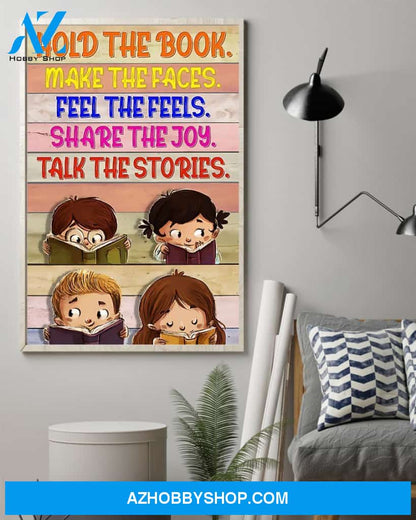 Teacher Classroom Canvas Hold The Book Make The Faces, Student Wall Art Back to School Gift for Teacher