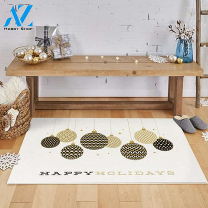Holiday Ornaments Gold Christmas Doormat Indoor And Outdoor Mat Entrance Rug Sweet Home Decor Housewarming Gift Gift Friend Family Christmas Holiday
