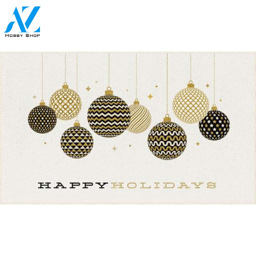 Holiday Ornaments Gold Christmas Doormat Indoor And Outdoor Mat Entrance Rug Sweet Home Decor Housewarming Gift Gift Friend Family Christmas Holiday