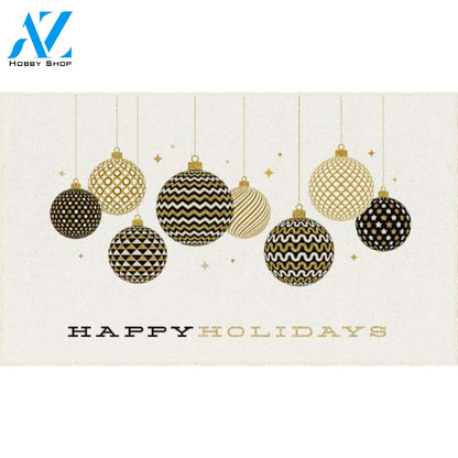 Holiday Ornaments Gold Christmas Doormat Indoor And Outdoor Mat Entrance Rug Sweet Home Decor Housewarming Gift Gift Friend Family Christmas Holiday