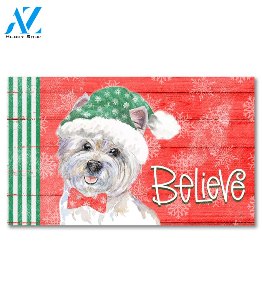 Holiday Pups Believe Westie Doormat - 18" x 30"